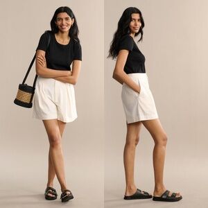 JENNI KAYNE | Bestselling Raw Silk Pleated High Waisted Short in Ivory | Size 12